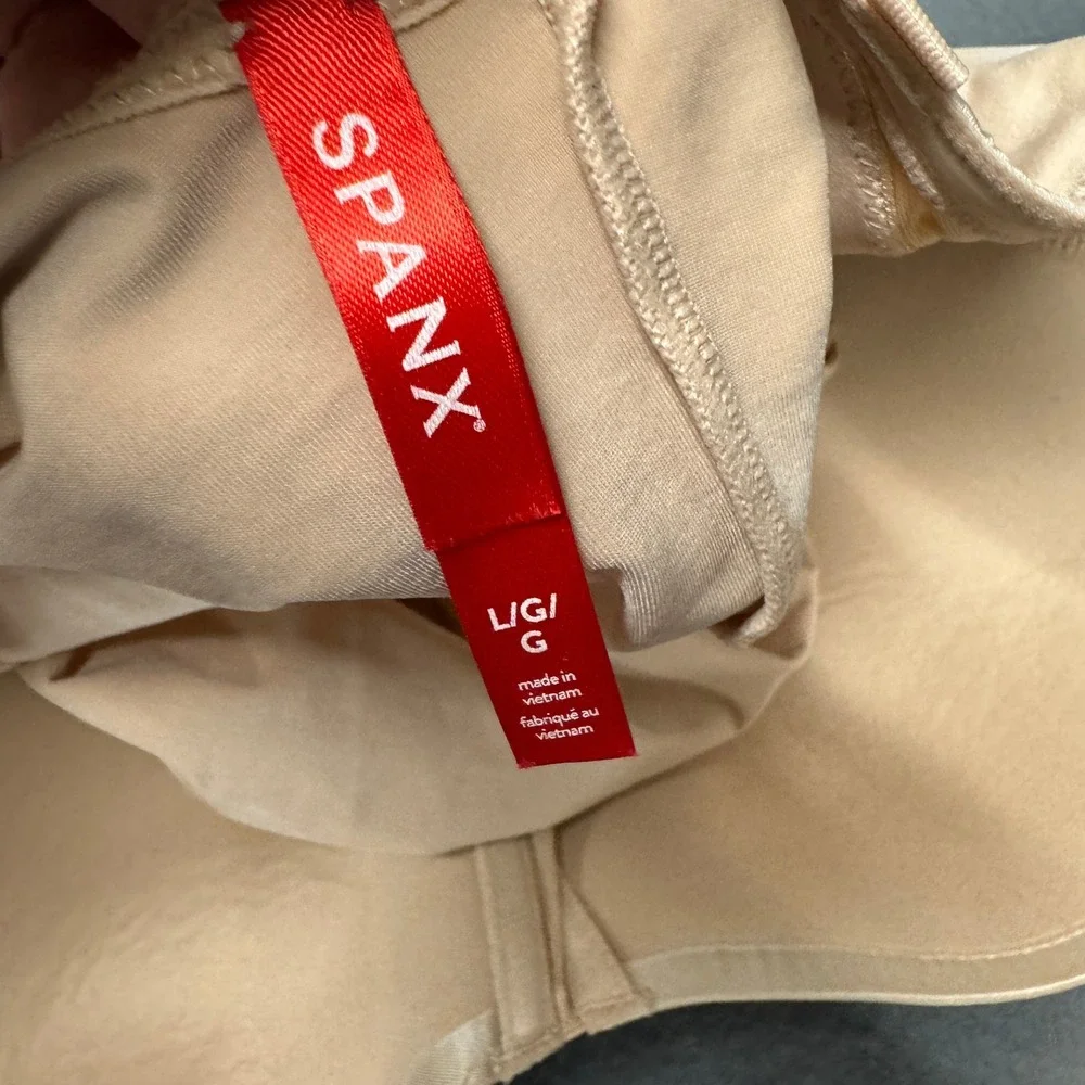 Spanx Strapless Cupped Mid-Thigh Bodysuit Womens L Suit Your Fancy Champagne
